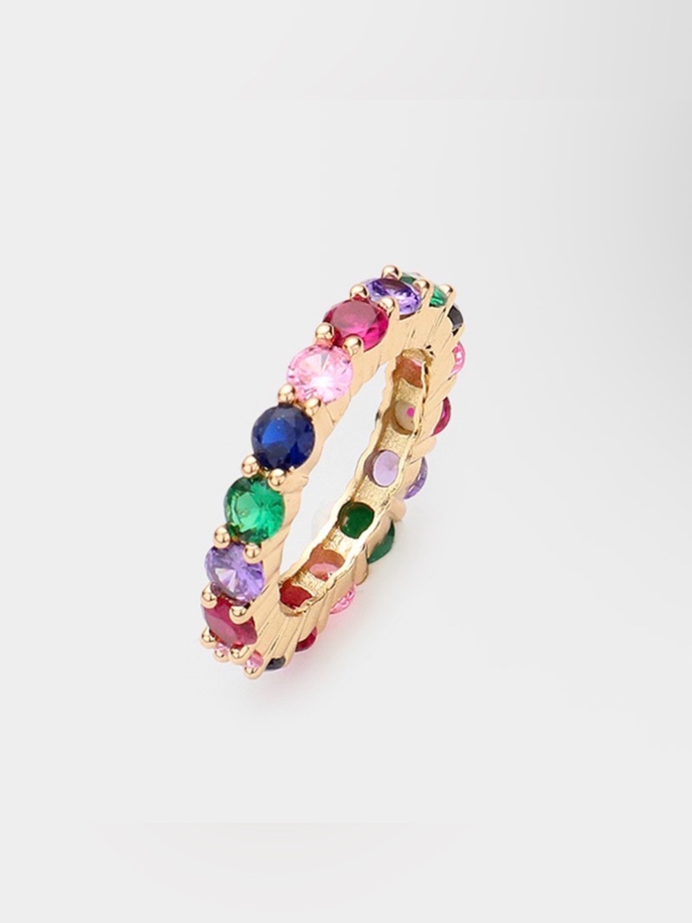 Gold Multicolor Gemstone Eternity Ring - Women Jewelry